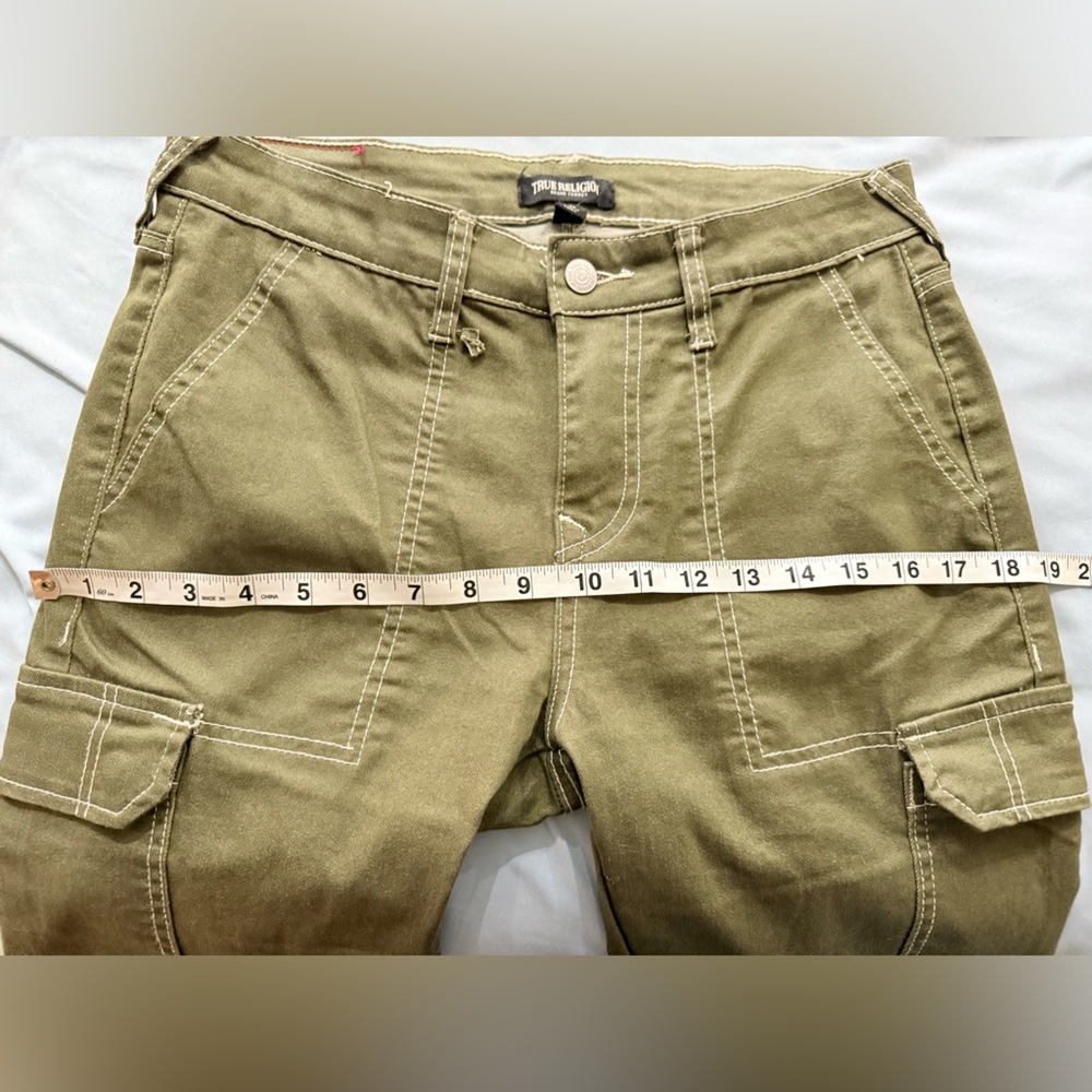 True Religion cargo jeans pocket bootcut jeans green Kalamata size 28 NWOT - Picture 10 of 12